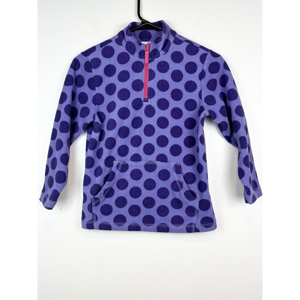 Hanna Andersson Girl's Fleece Jacket Quarter Zip Polka Dot Purple Size 130, 8